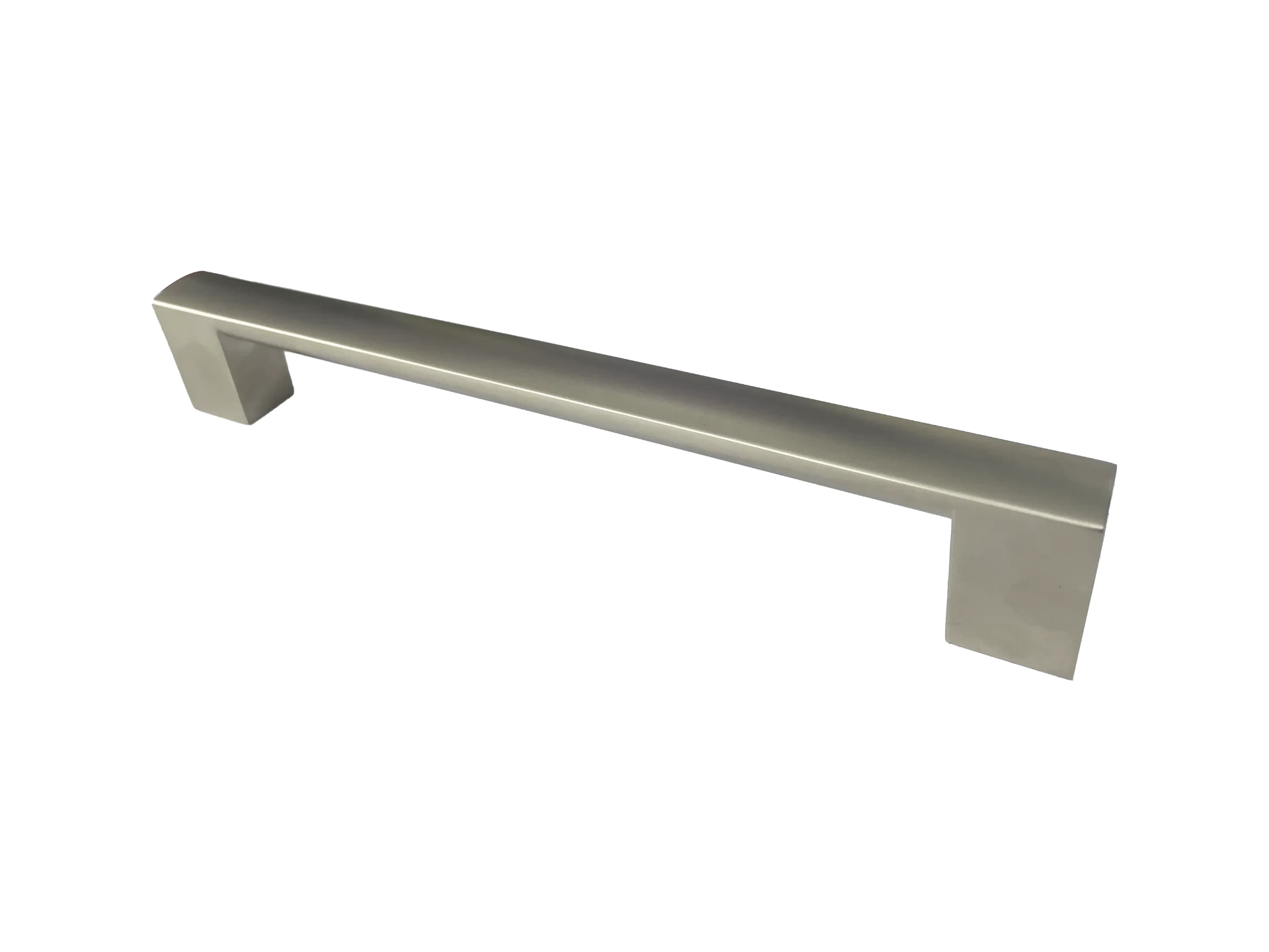 DH008 — Square-section D bar handle in satin brushed nickel, flat leg mount, Brushed Nickel