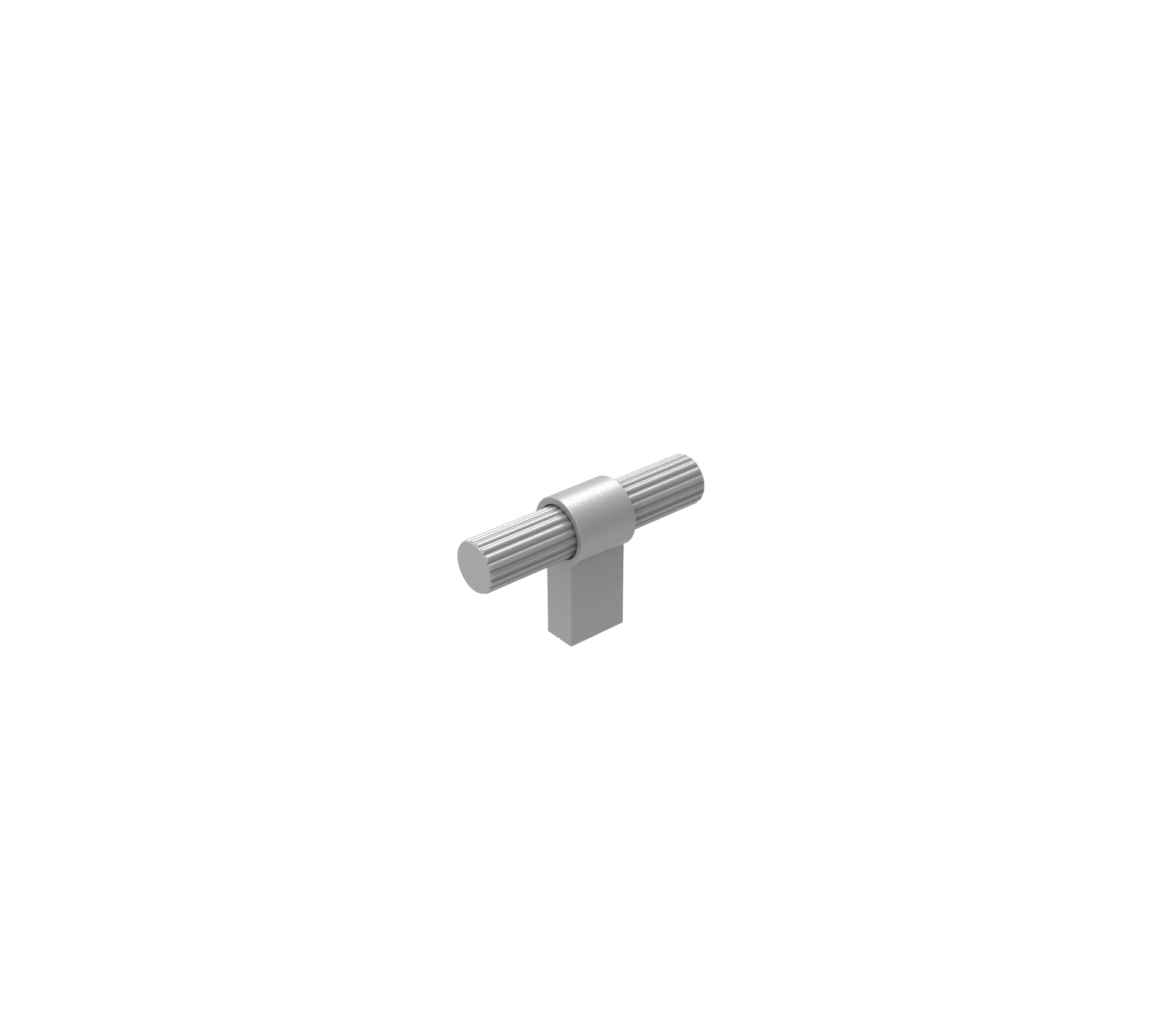DK024BSN — Reeded fluted T-bar cabinet knob on a single square stem, Brushed Nickel