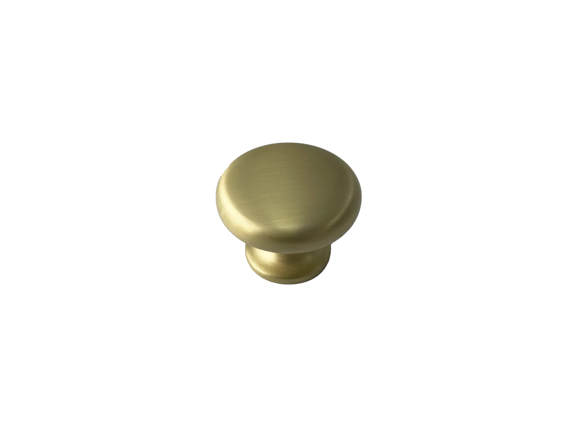 DK008 — Round mushroom cabinet knob in satin brass, plain base, Satin Brass