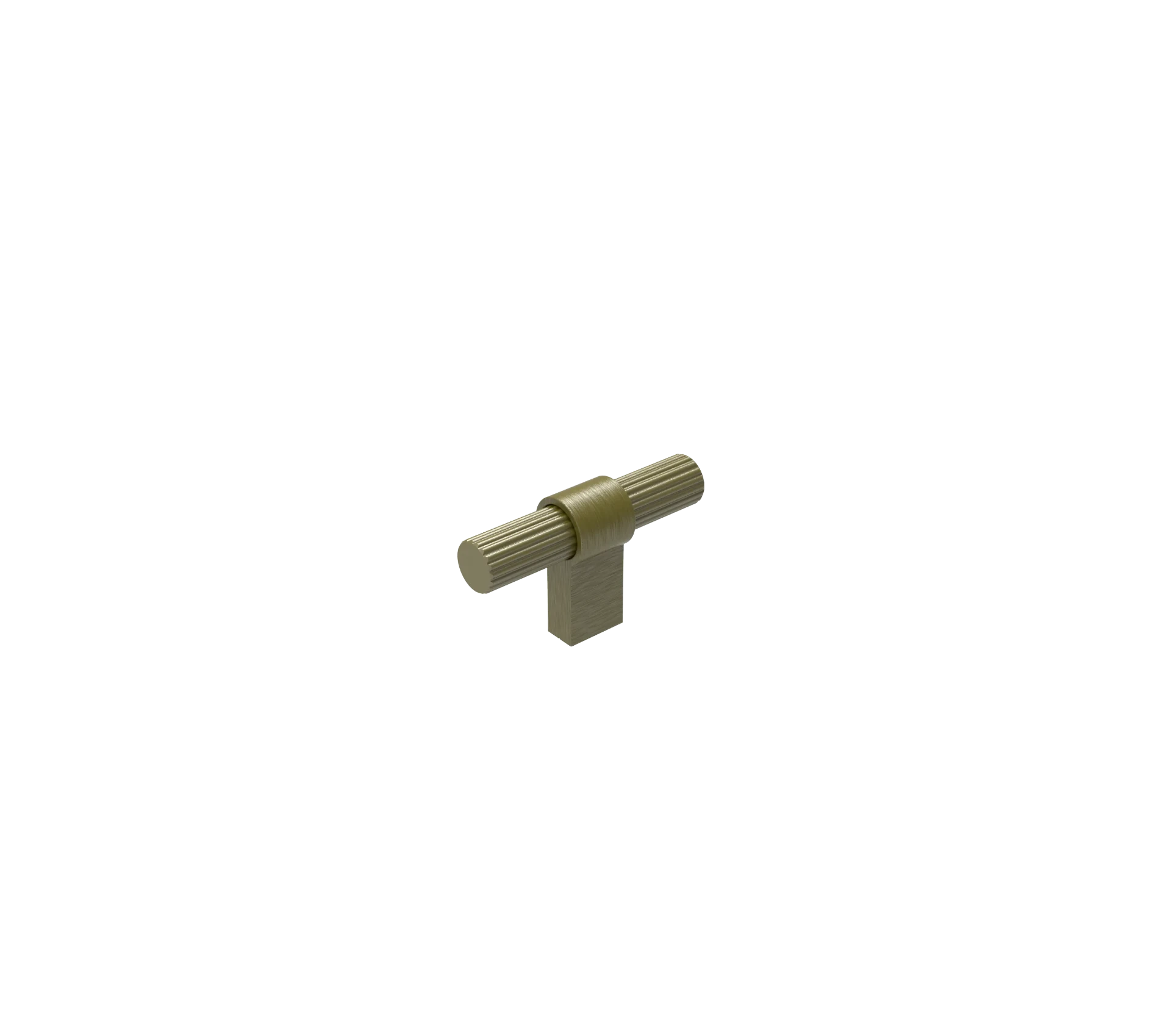 DK024BAB — Reeded fluted T-bar cabinet knob on a single square stem, Satin Brass
