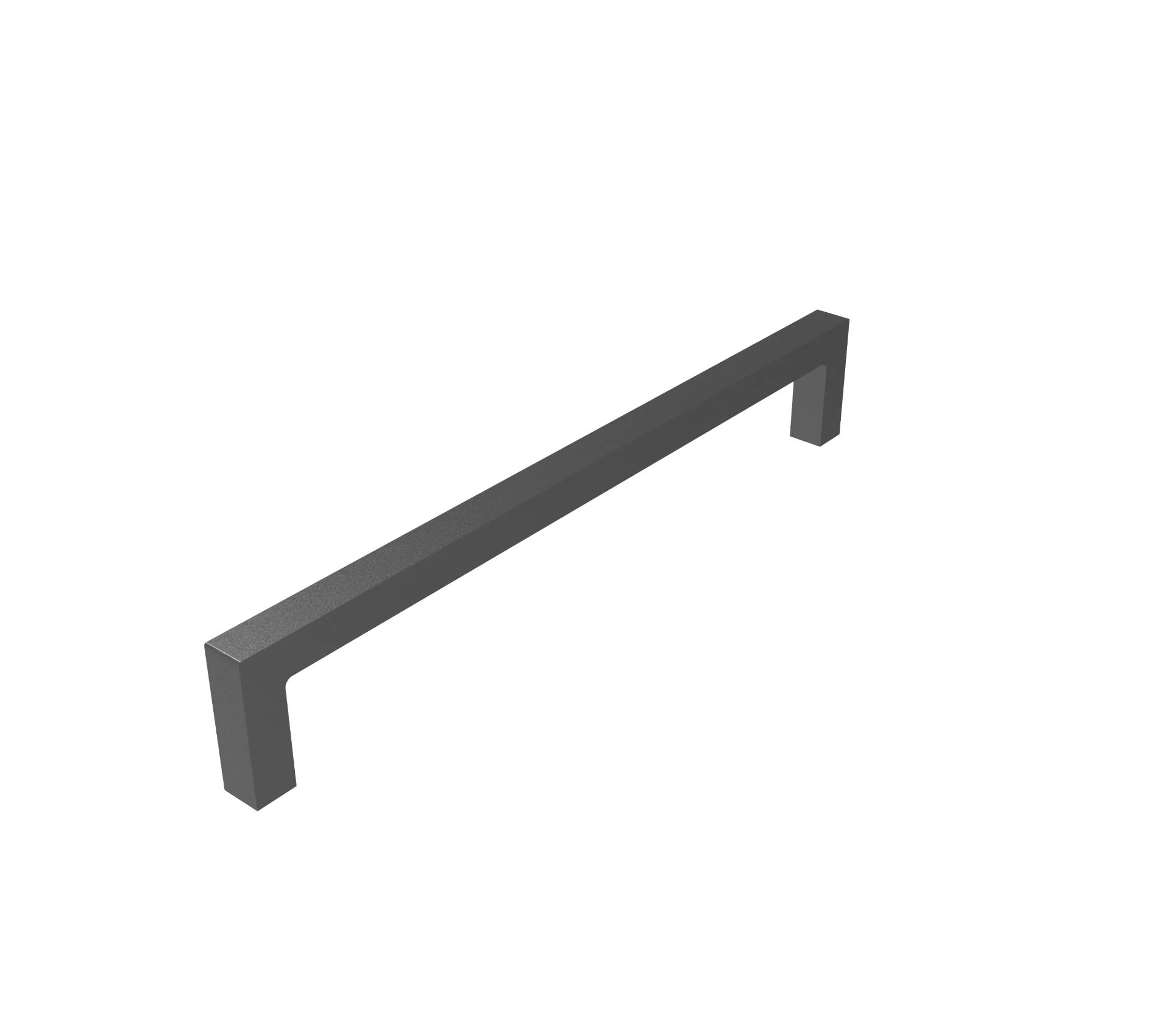 DH027BL — Extra-long slim square-section D bar handle with sharp right-angle legs, Matt Black