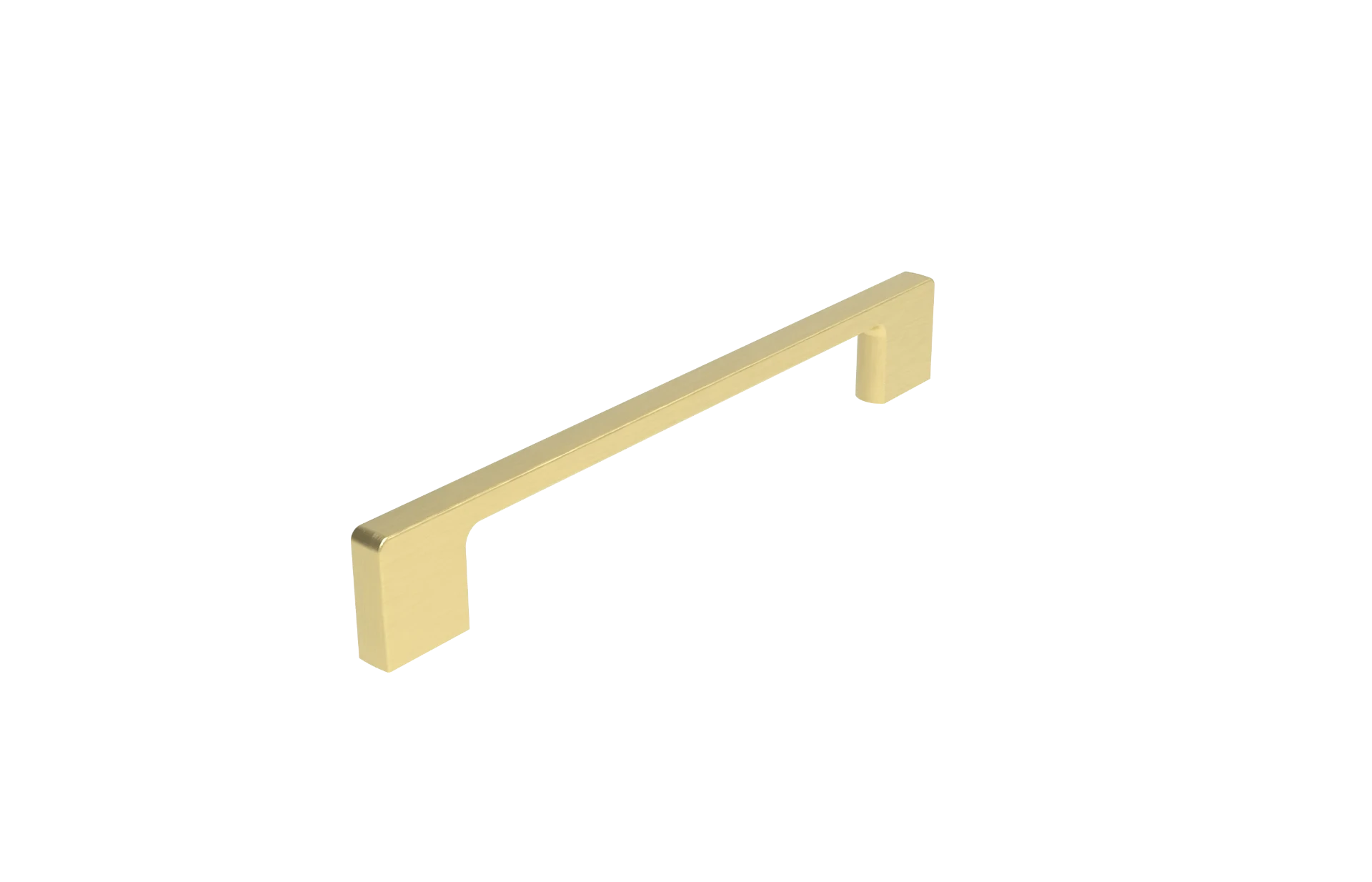 DH017BB — Slim flat bar handle in satin brass, offset single leg, Satin Brass