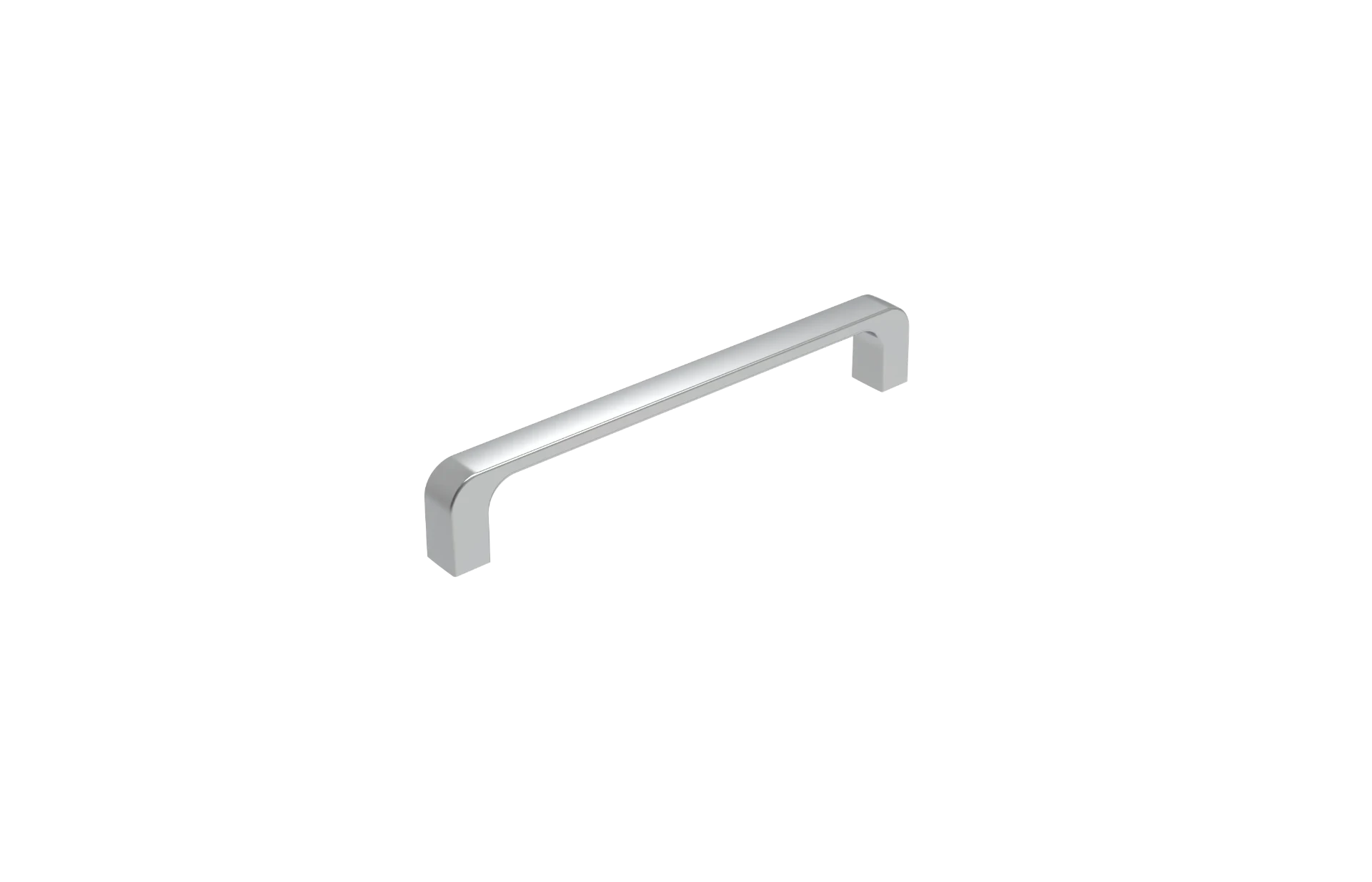 DH021CP — Soft-square D bar handle in satin brushed nickel, radiused corners, Brushed Nickel