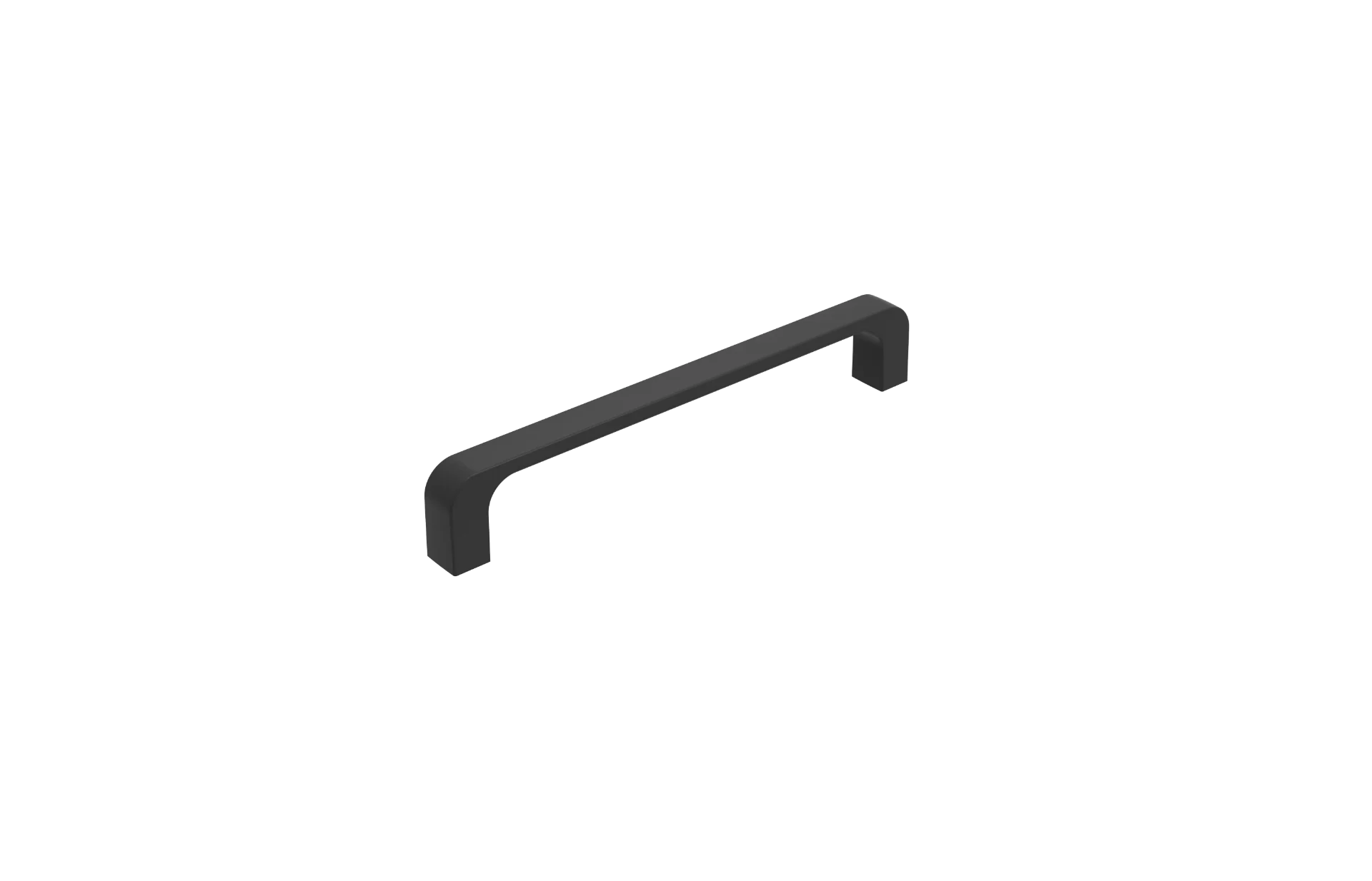 DH021BL — Soft-square D bar handle in matt black, radiused corners, Matt Black
