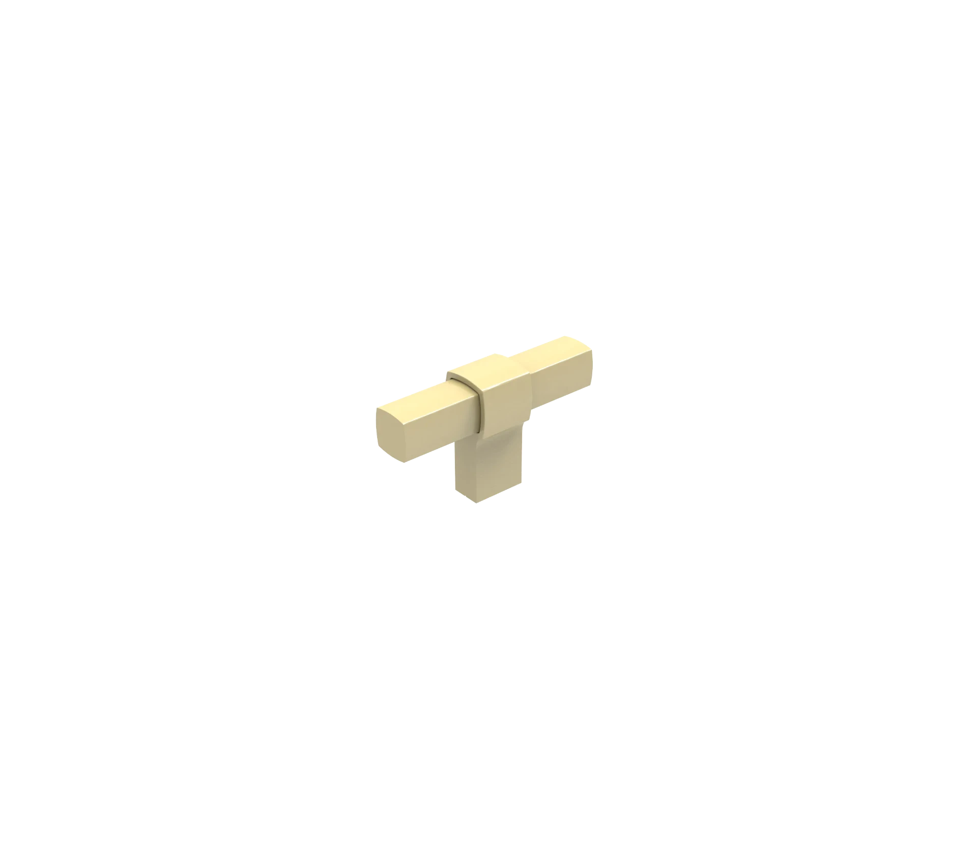 DK025BB — Squared block T-bar cabinet knob on a single square stem, Satin Brass
