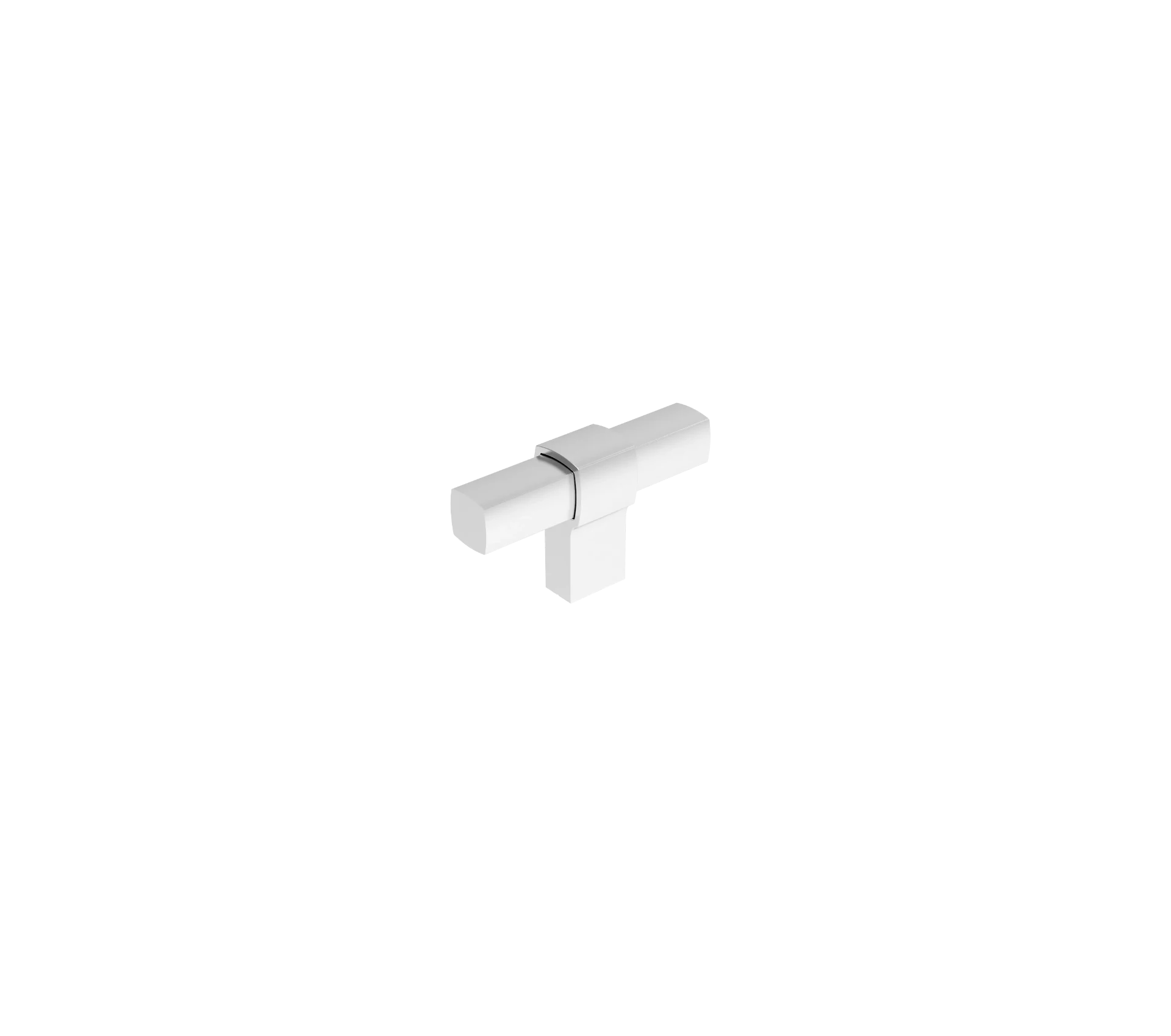 DK025CP — Squared block T-bar cabinet knob on a single square stem, matte non-reflective finish, Matt Chrome