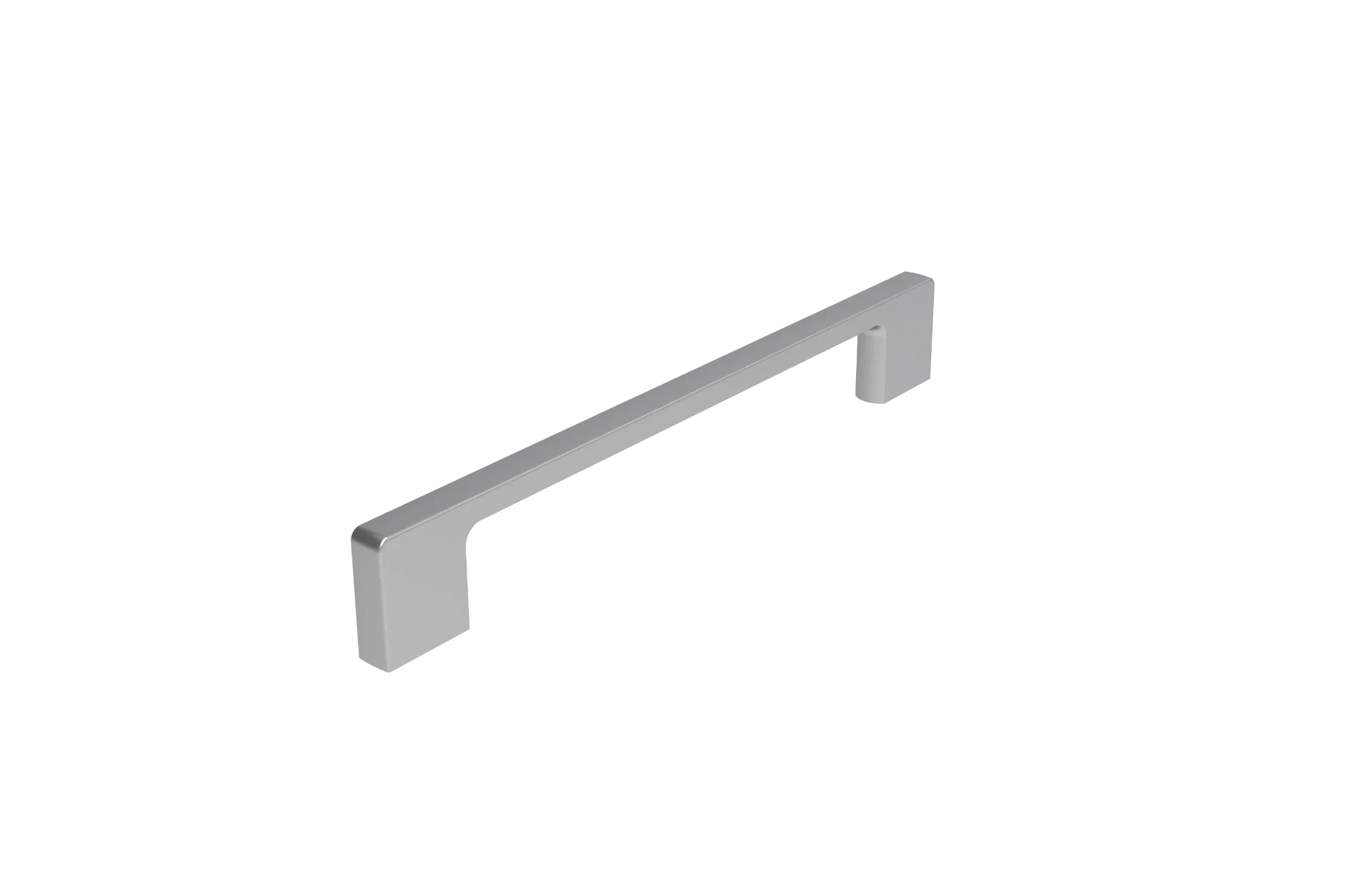 DH017BSN — Slim flat bar handle in satin brushed nickel, offset single leg, Brushed Nickel