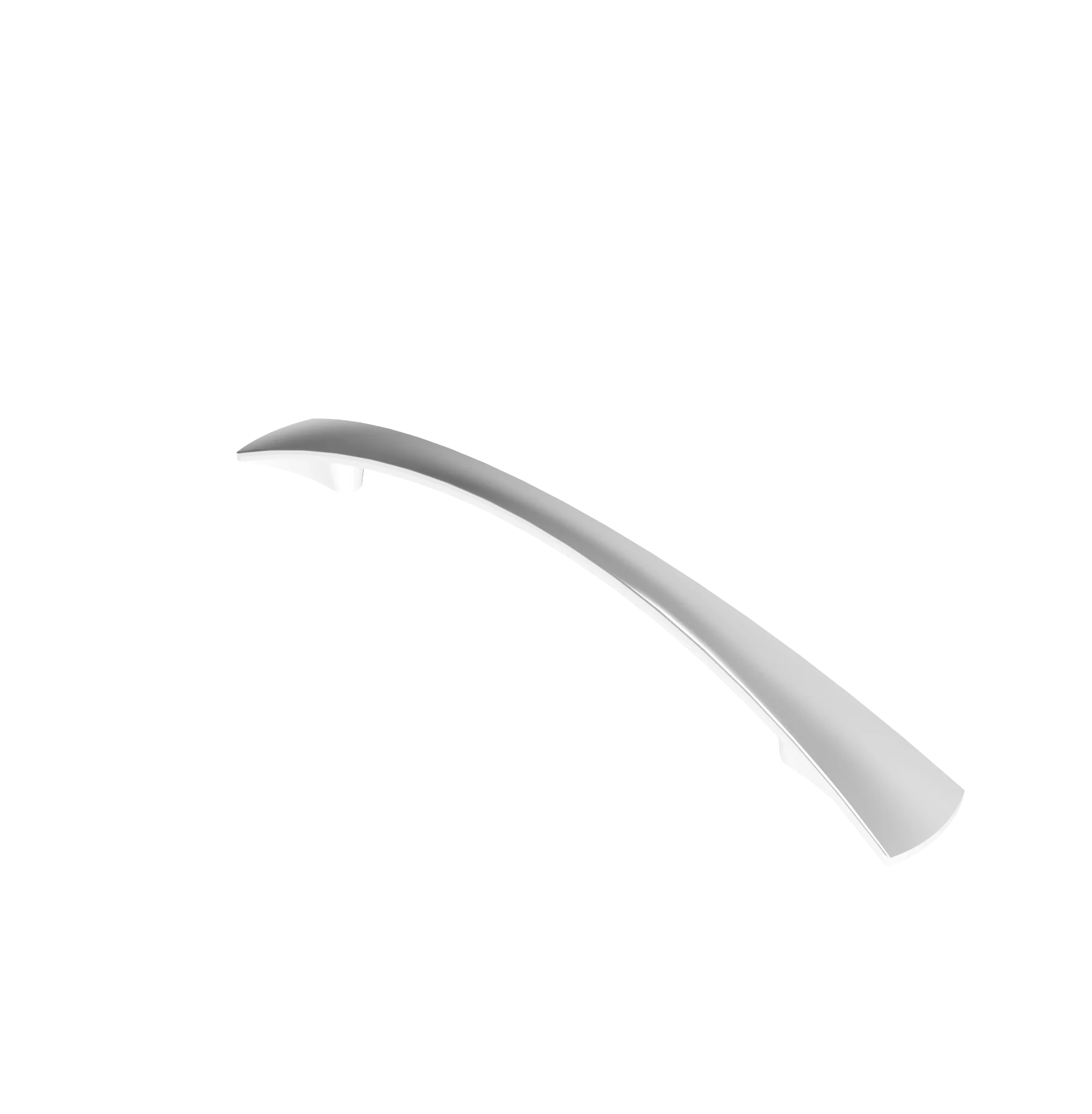 DP012 — Long sweeping bow handle in satin brushed nickel, tapered blade ends, Brushed Nickel