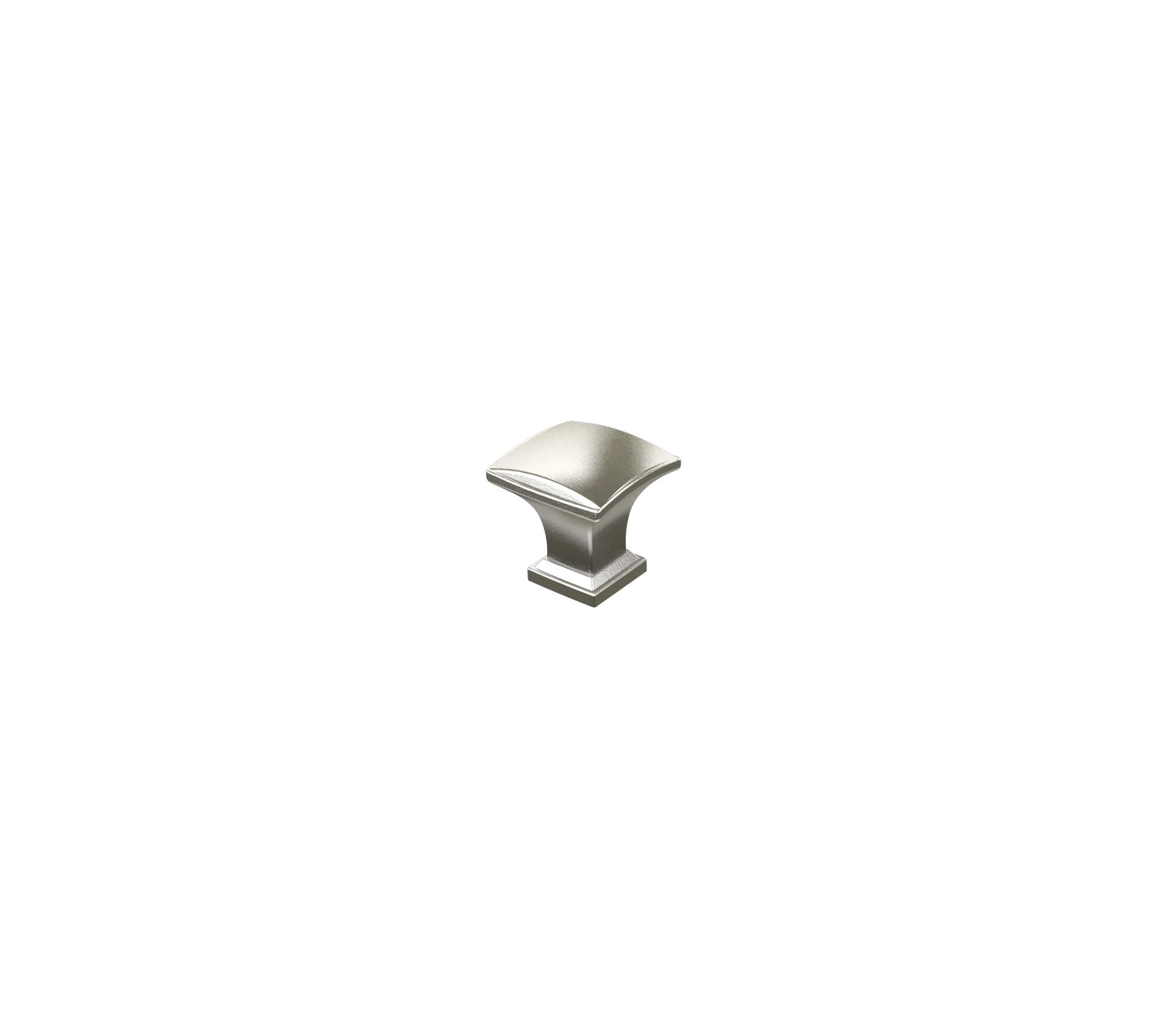 DK010BSN — Square pyramid cabinet knob on a stepped square base, Brushed Nickel