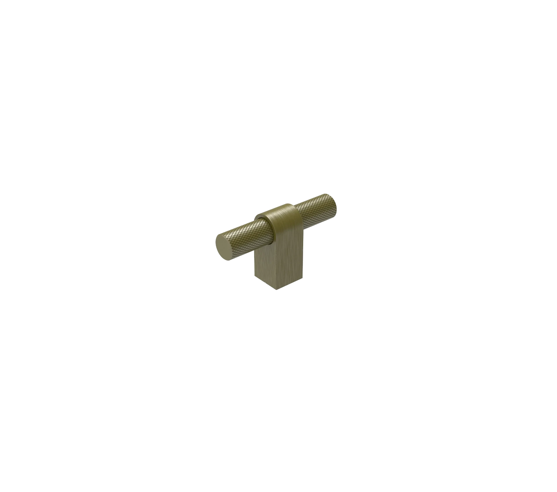 DK023BAB — Knurled T-bar cabinet knob on a single square stem, Satin Brass