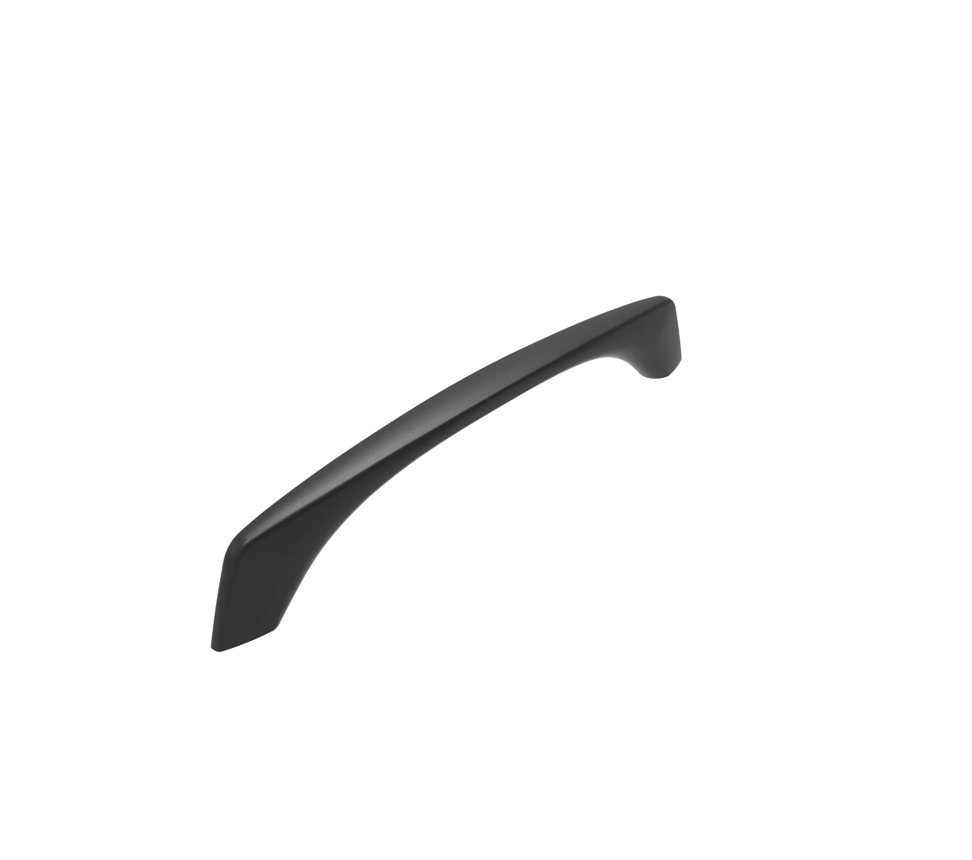 DH026BL — Wide flat strap bow pull tapering to angled feet, no stand-off legs, Matt Black