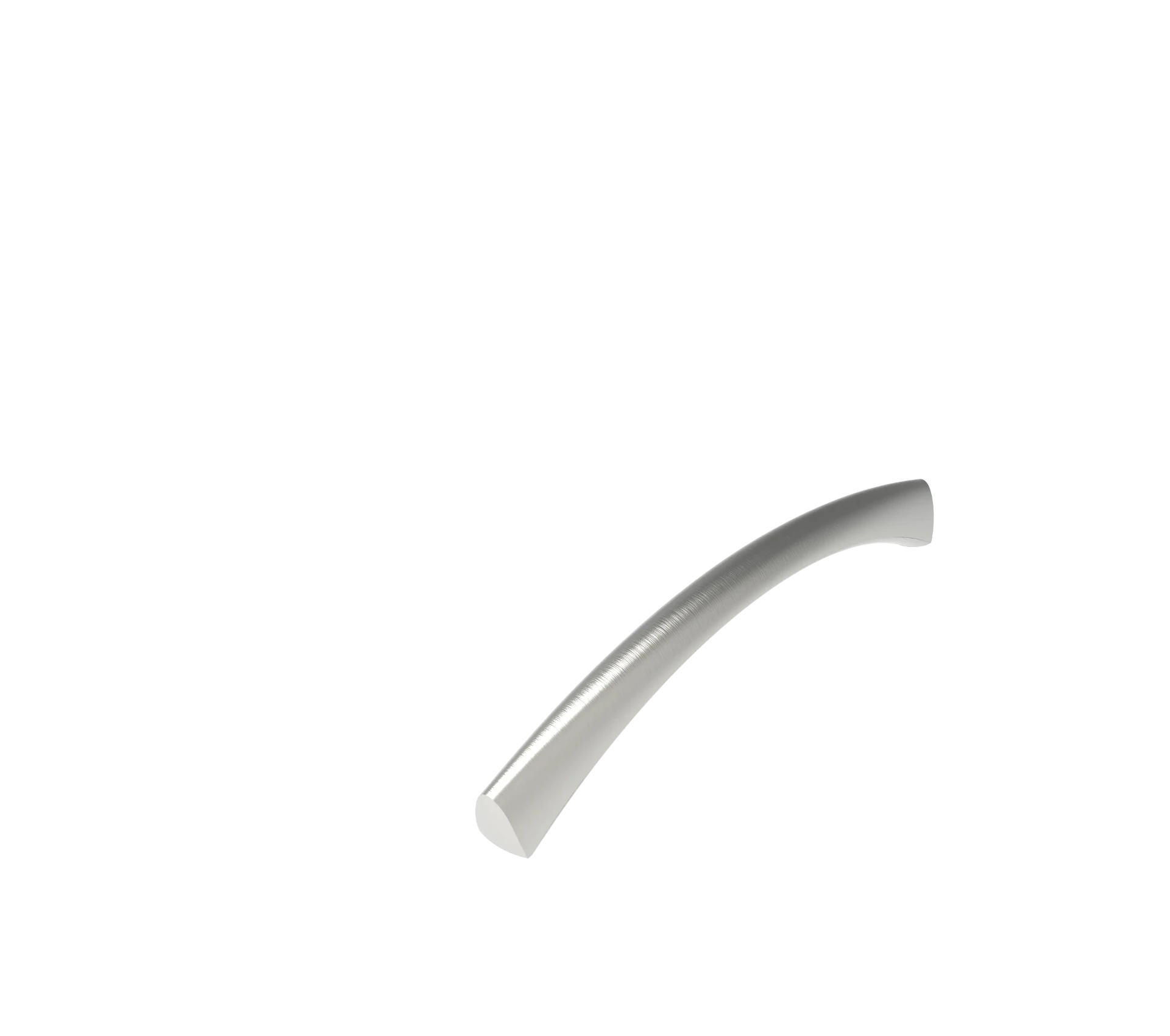 DH029BSN — Slim curved round bow pull with softly flared ends, Brushed Nickel